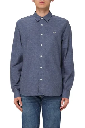 Lacoste Skjorte, Herre, Blå, 3XL, Bomuld, Tekstureret Langærmet Skjorte i Blå