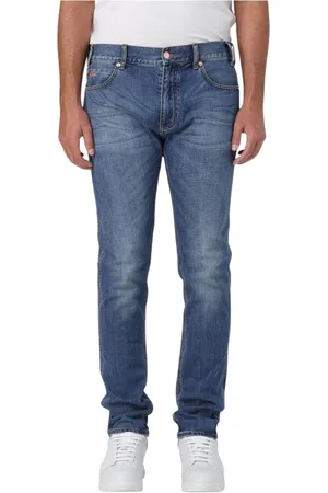 Emporio Armani Jeans, Herre, Blå, W31, Uld, Stilfulde Denim Bukser