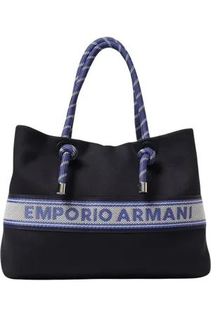 Emporio Armani Taske, Dame, Blå, ONE SIZE, Uld, Blå Canvas Tote Taske