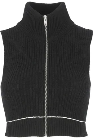 Maison Margiela Strik, Dame, Sort, M, Uld, Sort Strikket Crew Neck Sweater
