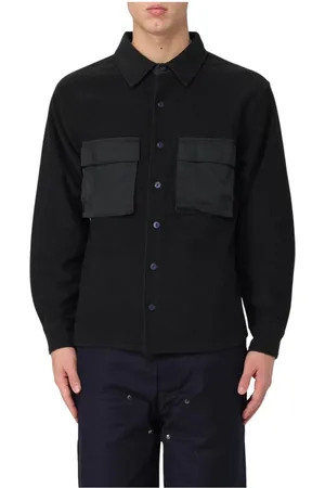 Brain Dead Skjorte, Herre, Sort, XL, Uld, Sort Workwear-inspireret Fleece Skjorte