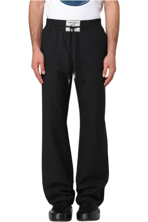 Roberto Cavalli Bukser, Herre, Sort, M, Uld, Stilfulde snøre bukser