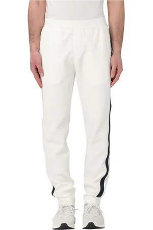Emporio Armani Bukser, Herre, Hvid, L, Uld, Elegant Track Pants med Side Stripe
