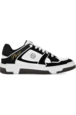 Philipp Plein Sko, Herre, Sort, 40 EU, Sort Snøresneaker med Perforeret Tåkasse