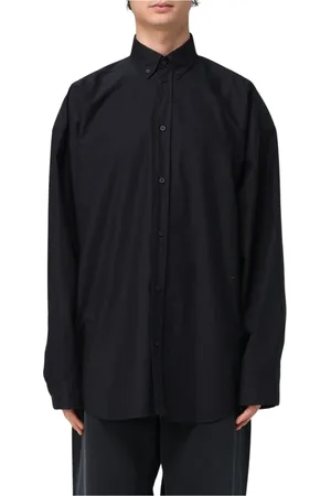 Balenciaga Skjorte, Herre, Sort, M, Bomuld, Sort Poplin Afslappet Pasform Skjorte
