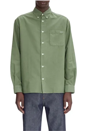 A.P.C. Skjorte, Herre, Grøn, S, Bomuld, Grøn Oxford Langærmet Skjorte