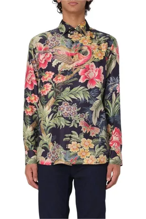 Etro Skjorte, Herre, Flerfarvet, 4XL, Multifarvet Blomstret Silkeskjorte til Mænd