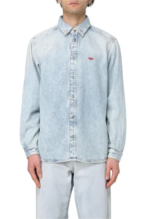 Diesel Skjorte, Herre, Blå, M, Denim, Acid Wash Denim Skjorte Langærmet