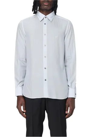 Emporio Armani Skjorte, Herre, Blå, S, Uld, Multifarvet Skjorte til Mænd