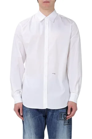 Dsquared2 Skjorte, Herre, Hvid, S, Uld, Hvid Poplin Skjorte Stilfuldt Herremode