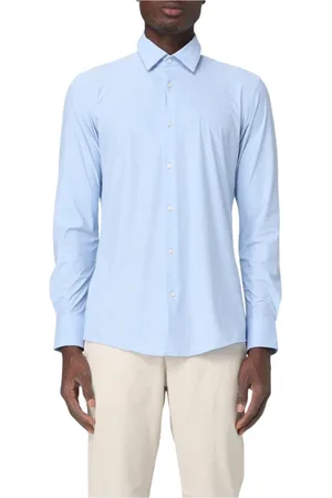 HUGO BOSS Skjorte, Herre, Blå, 5XL, Bomuld, Blå Klassisk Pasform Boss Skjorte