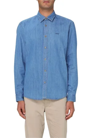 HUGO BOSS Skjorte, Herre, Blå, S, Denim, Blå Denim Langærmet Skjorte