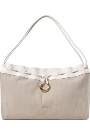 Coccinelle Taske, Dame, Hvid, ONE SIZE, Uld, Sort læder skuldertaske med guld hardware