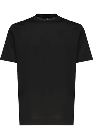 Giuliano Galiano Top, Herre, Sort, M, Uld, Sort Crew Neck T-shirts og Polos