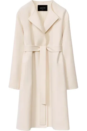 Fabiana Filippi Frakke, Dame, Hvid, L, Cashmere, Hvid Cashmere Bæltet Frakke Afslappet Pasform