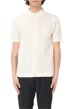 Dolce & Gabbana Skjorte, Herre, Hvid, L, Uld, Klassisk Strikket Polo Skjorte med Lomme