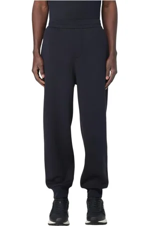 Emporio Armani Bukser, Herre, Blå, M, Elegant Grå Moderne Pasform Bukser