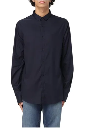 Armani Exchange Skjorte, Herre, Blå, XS, Bomuld, Navy Bomuldsskjorte Stilfuldt Design