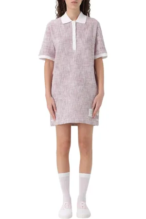 Thom Browne Kjole, Dame, Flerfarvet, 2XS, Tweed, Multifarvet Tweed Polo Kjole