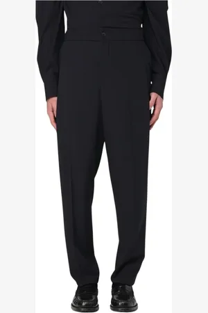 Giorgio Armani Bukser, Herre, Blå, L, Uld, Elegant Uldbukser