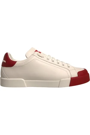 Dolce & Gabbana Sko, Herre, Hvid, 42 EU, Læder, Hvid Læder Logo Portofino Sneakers Sko