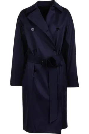 Max Mara Frakke, Dame, Blå, M, Elegant Blå Trenchcoat