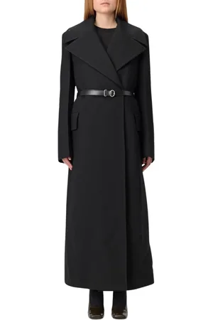 Jil Sander Frakke, Dame, Sort, S, Uld, Elegant Bæltet Trenchcoat