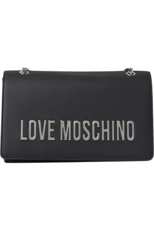 Moschino Taske, Dame, Sort, ONE SIZE, Uld, Sølv Logo Kæde Skuldertaske