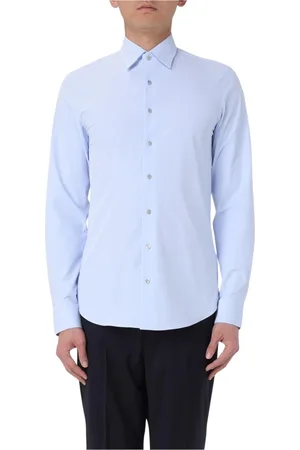 Michael Kors Skjorte, Herre, Blå, 4XL, Uld, Blå Casual Button-Up Skjorte
