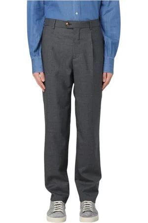 Brunello Cucinelli Bukser, Herre, Sort, XL, Uld, Grå Uld Plisserede Bukser