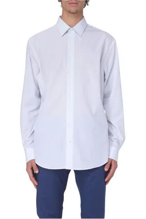 Emporio Armani Skjorte, Herre, Hvid, L, Bomuld, Elegant Blå Skjorte