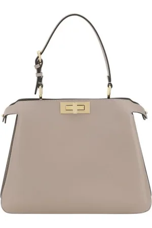 Fendi Taske, Dame, Grå, ONE SIZE, Læder, Elegant Peekaboo Læder Håndtaske