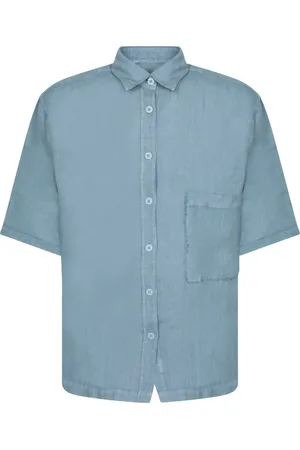 COSTUMEIN Skjorte, Herre, Blå, XL, Linned, Blåt Linnedskjorte Afslappet Stil