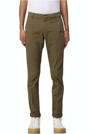 Dondup Bukser, Herre, Grøn, W30, Bomuld, Klassisk Blå Slim Fit Chinos