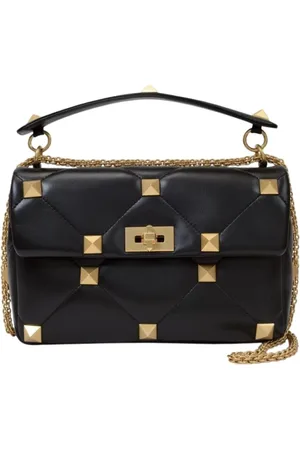 VALENTINO GARAVANI Taske, Dame, Sort, ONE SIZE, Uld, Large Roman Stud skulderposen i Nappa med kæde