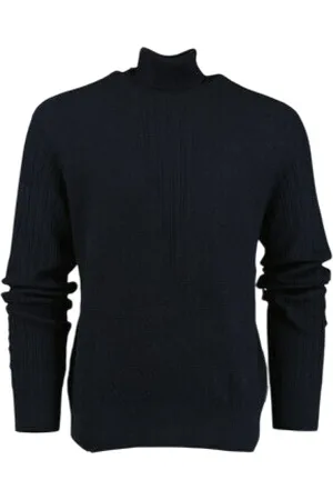 Armani Exchange Strik, Herre, Blå, XS, Uld, Blå Stilfuld Pullover Sweatshirt Aw23