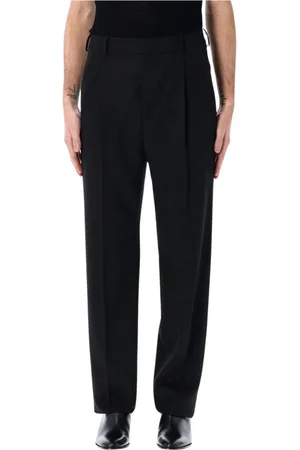 Saint Laurent Bukser, Herre, Sort, L, Uld, Klassiske Sorte Plisserede Bukser