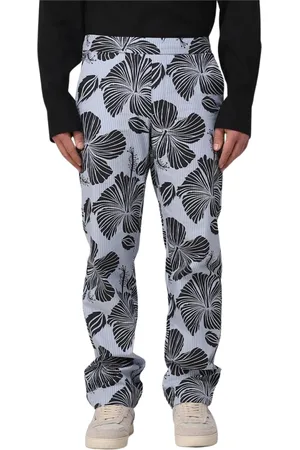 Msgm Bukser, Herre, Sort, M, Uld, Hibiscus Print Stilfulde Bukser