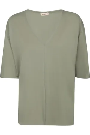 BLANCA Top, Dame, Grøn, XS, Uld, Grøn V-hals Topwear
