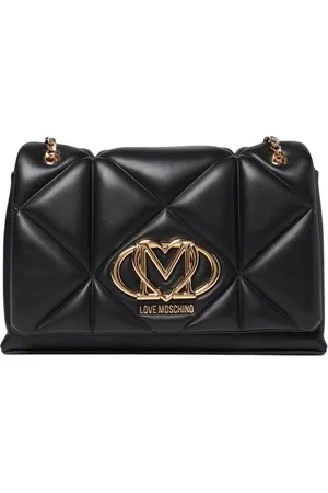 Moschino Taske, Dame, Sort, ONE SIZE, Uld, Quiltet Skuldertaske med Kæderem