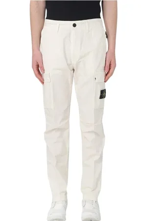 Stone Island Bukser, Herre, Hvid, W34, Bomuld, Cargo Bukser med Flere Lommer