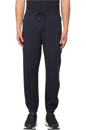 Emporio Armani Bukser, Herre, Blå, S, Bomuld, Blå Casual Joggers Bukser Mænd