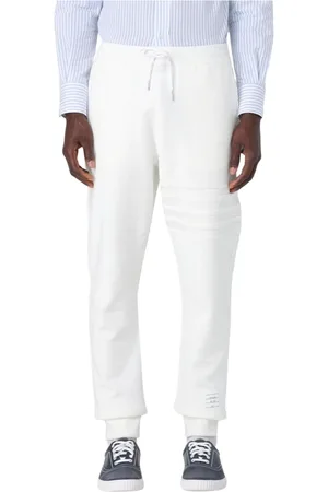 Thom Browne Bukser, Herre, Hvid, XL, Elegant Hvide Detalje Joggers
