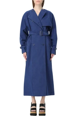 Max Mara Frakke, Dame, Blå, XS, Bomuld, Blå Trenchcoat Elegant Tidløs Stil