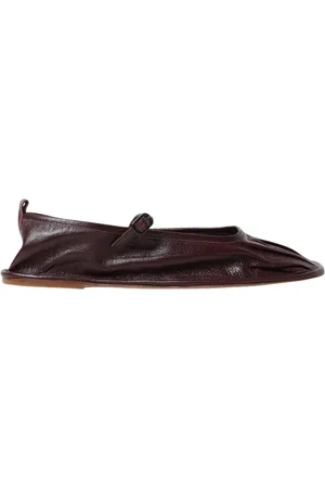 Hereu Sko, Dame, Brun, 38 EU, Læder, Brun Læder Ballerina Flats med Ankelrem