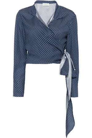 MAZZARELLI Bluser & Skjorter, Dame, Blå, S, Tyl, Navy Wraparound Style Skjorte