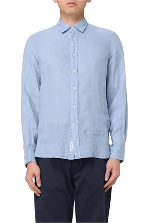 Woolrich Skjorte, Herre, Blå, M, Linned, Casual Linnedskjorte Langærmet