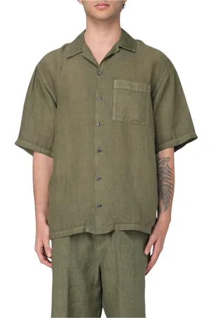 120% Lino Skjorte, Herre, Grøn, M, Linned, Kaffe Linned Skjorte
