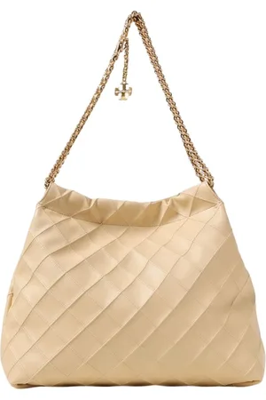 Tory Burch Taske, Dame, , ONE SIZE, Uld, Elegant Quiltet Skuldertaske i Fløde