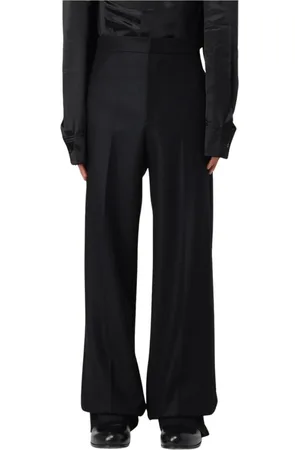 Jil Sander Bukser, Herre, Sort, S, Uld, Sorte Uld Brede Ben Bukser